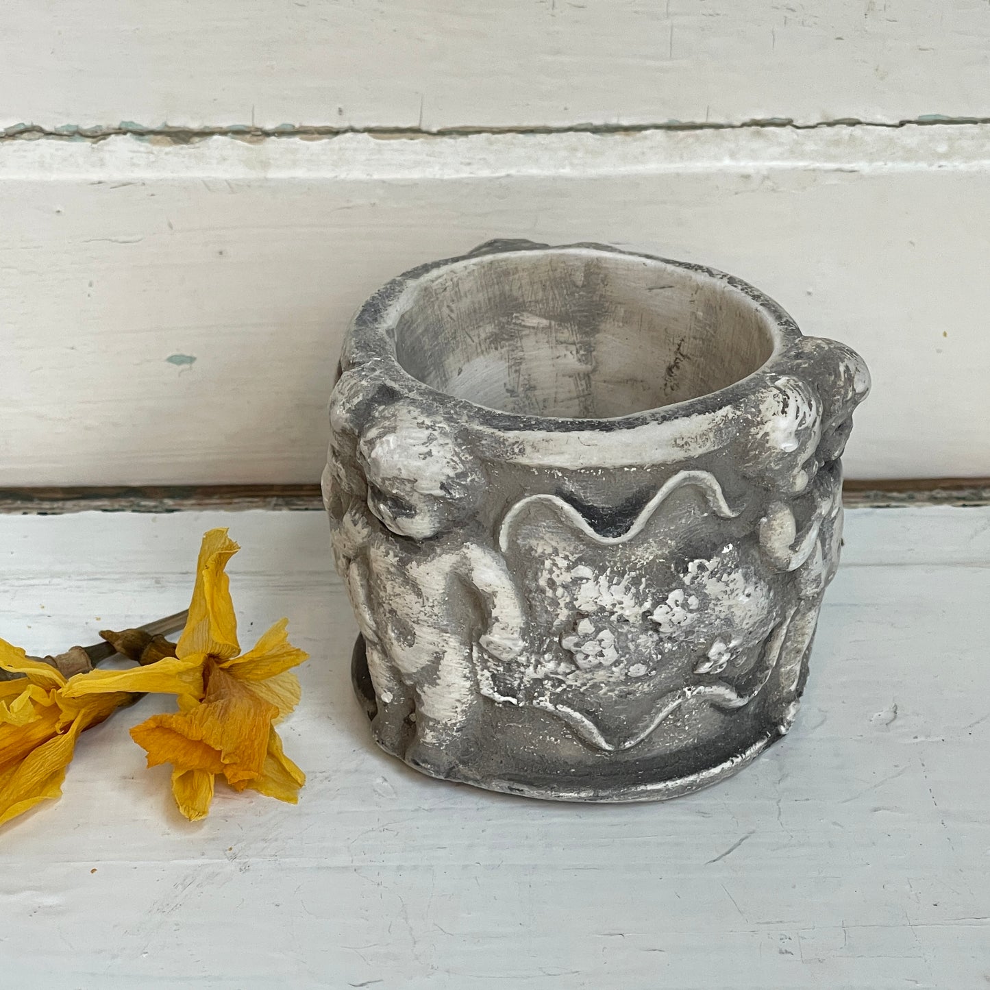 Chalk Ware Cherub Pot