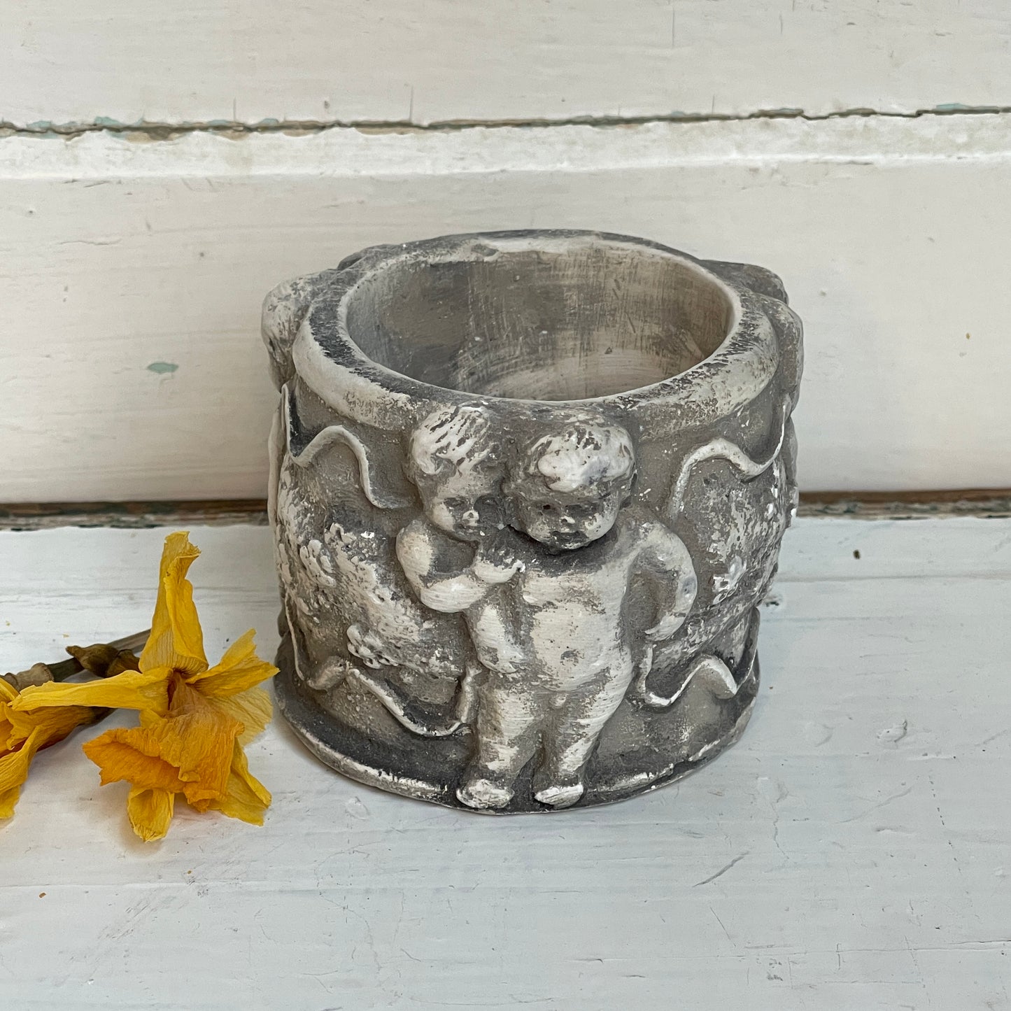 Chalk Ware Cherub Pot