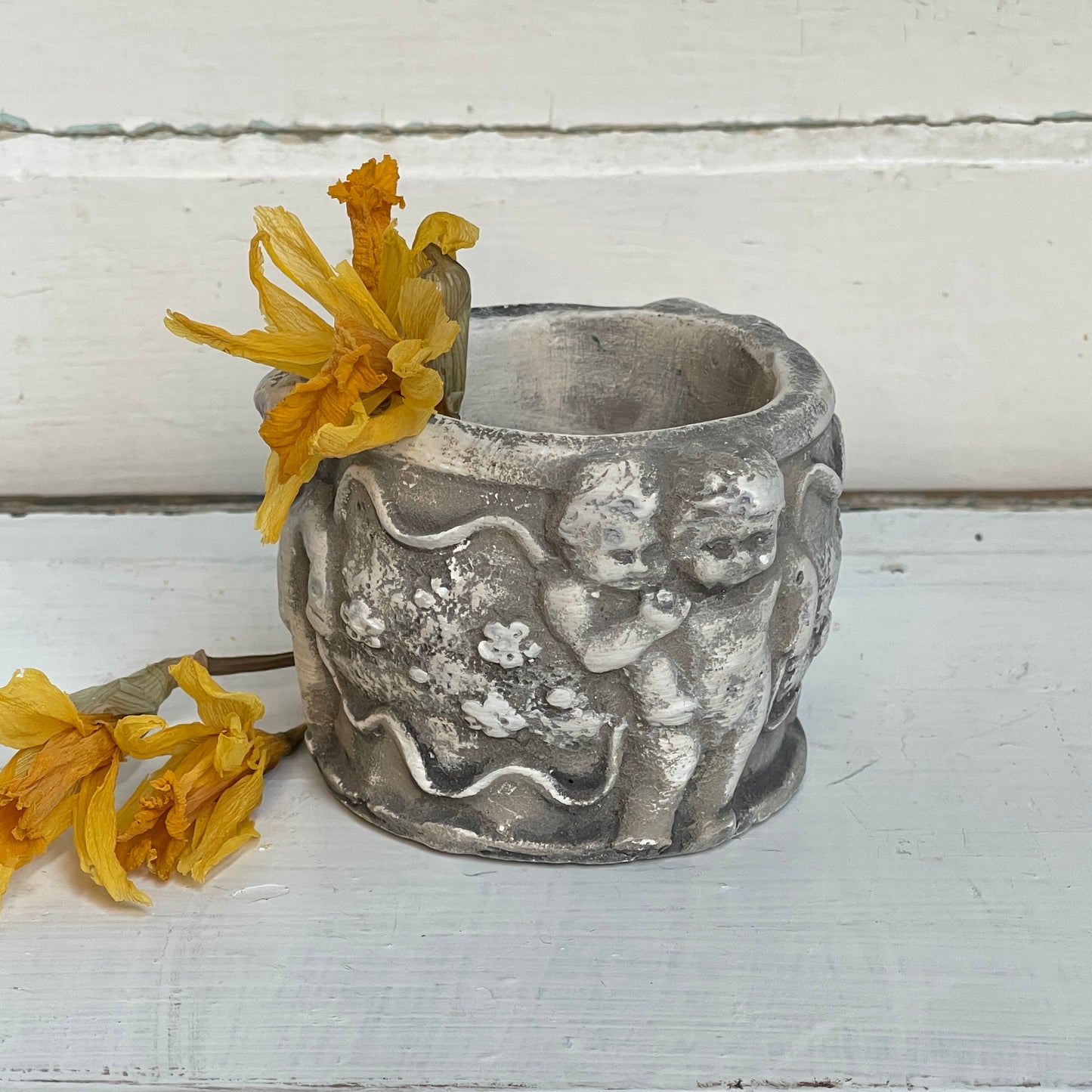 Chalk Ware Cherub Pot