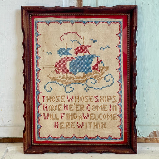 Framed Cross Stitch Sampler
