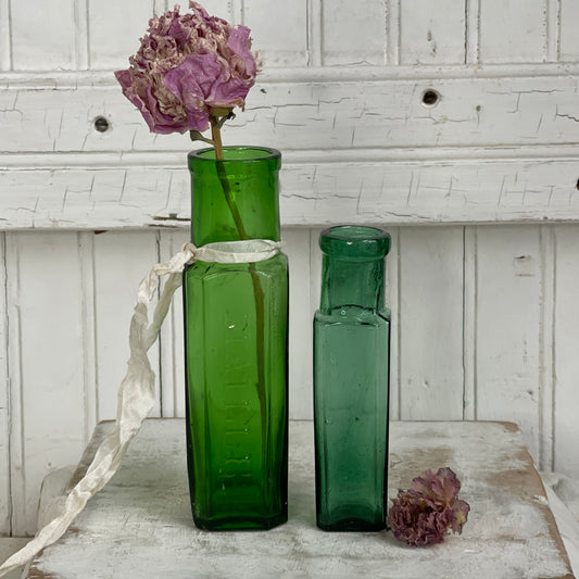 Antique Green Bottles - Set of Two
