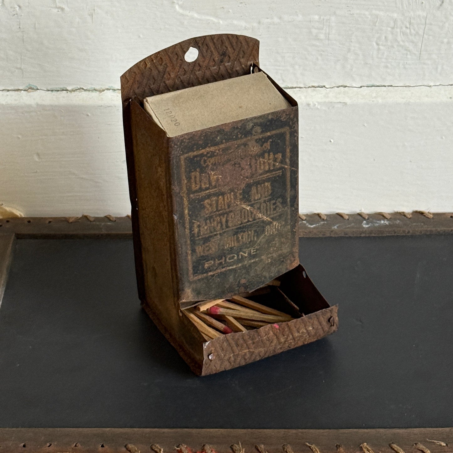 Antique Tin Matchbox Holder