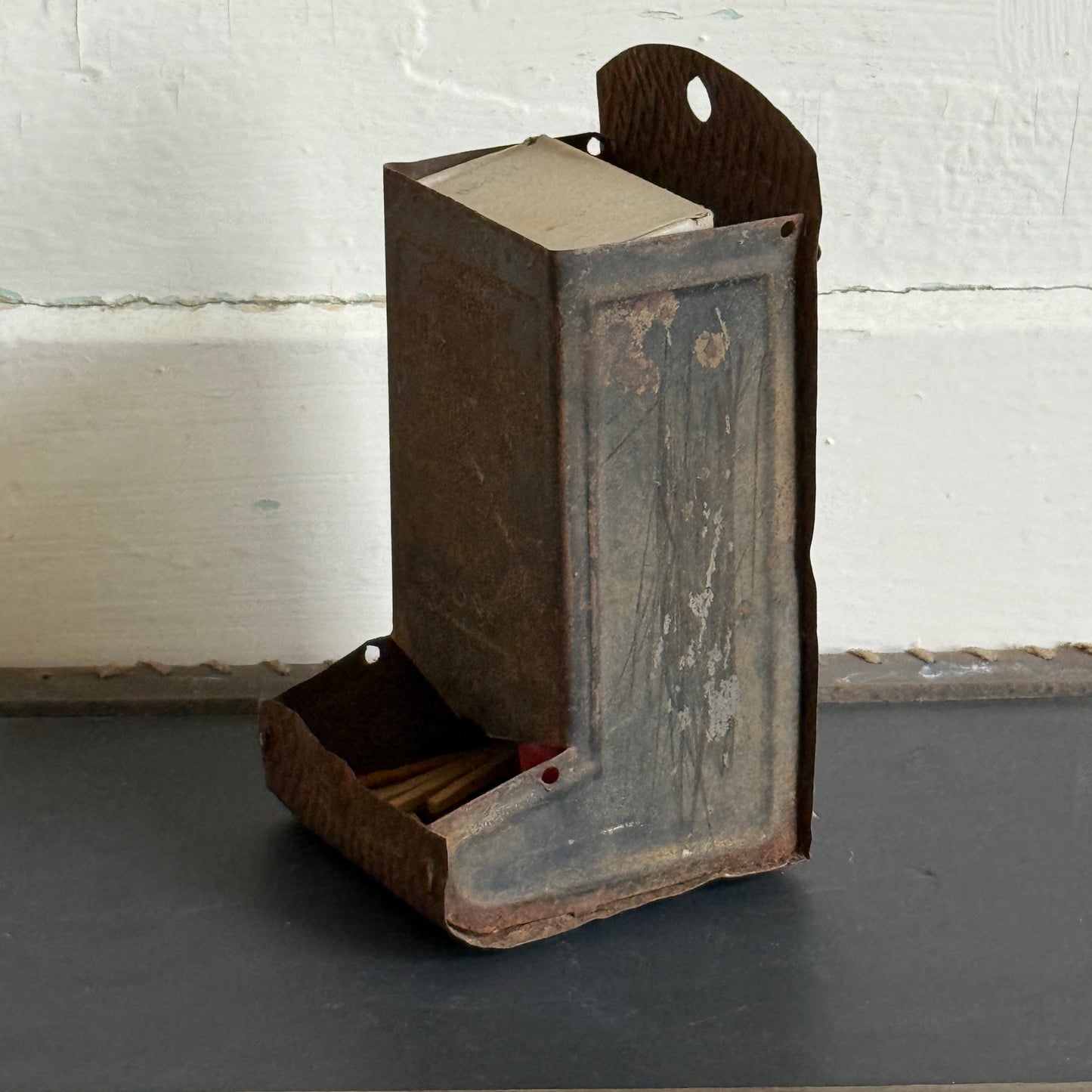Antique Tin Matchbox Holder