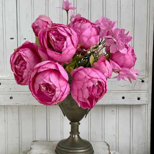 Faux Peony Bouquet - Orchid Pink