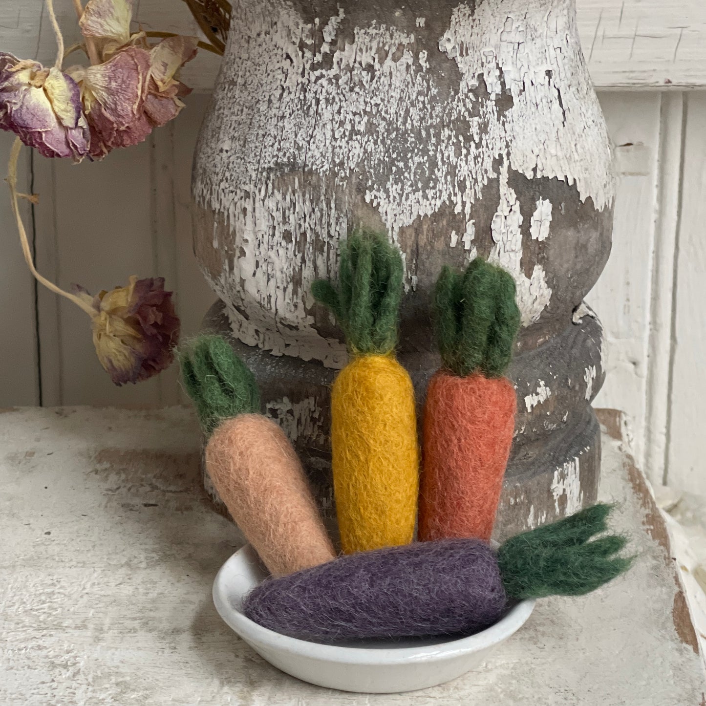 Felted Wool Heirloom Carrots - Set of Four