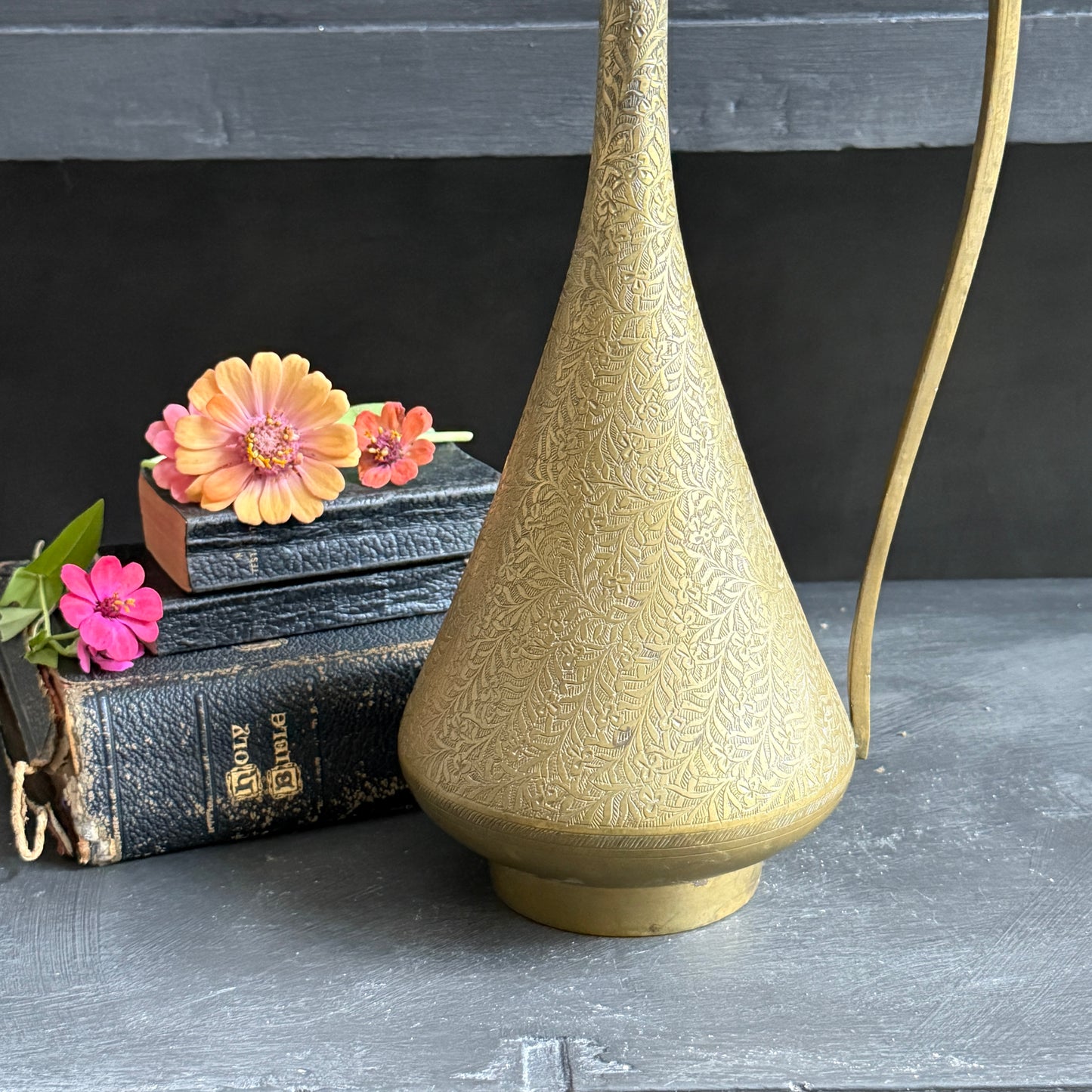 Tall Vintage Brass Vase