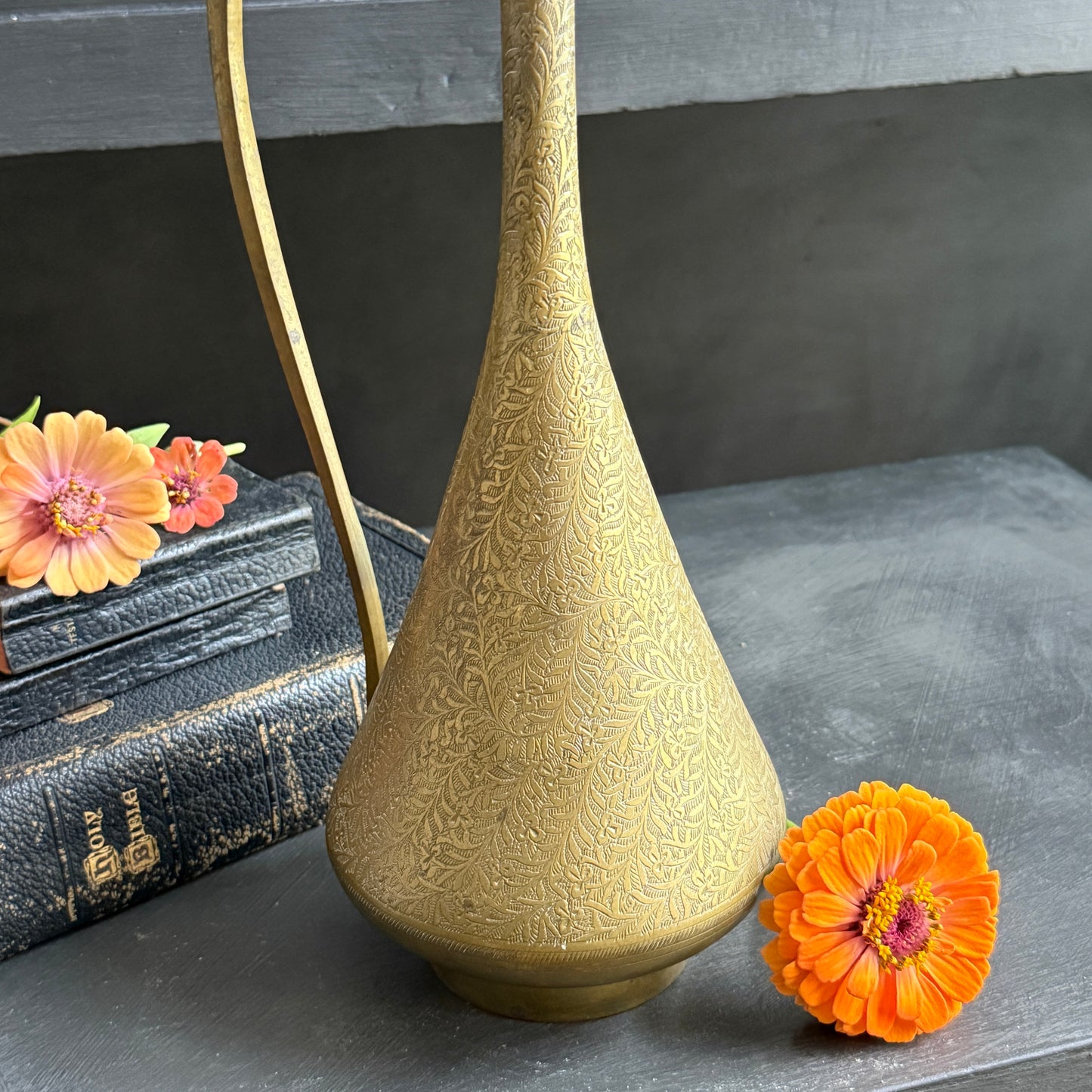 Tall Vintage Brass Vase