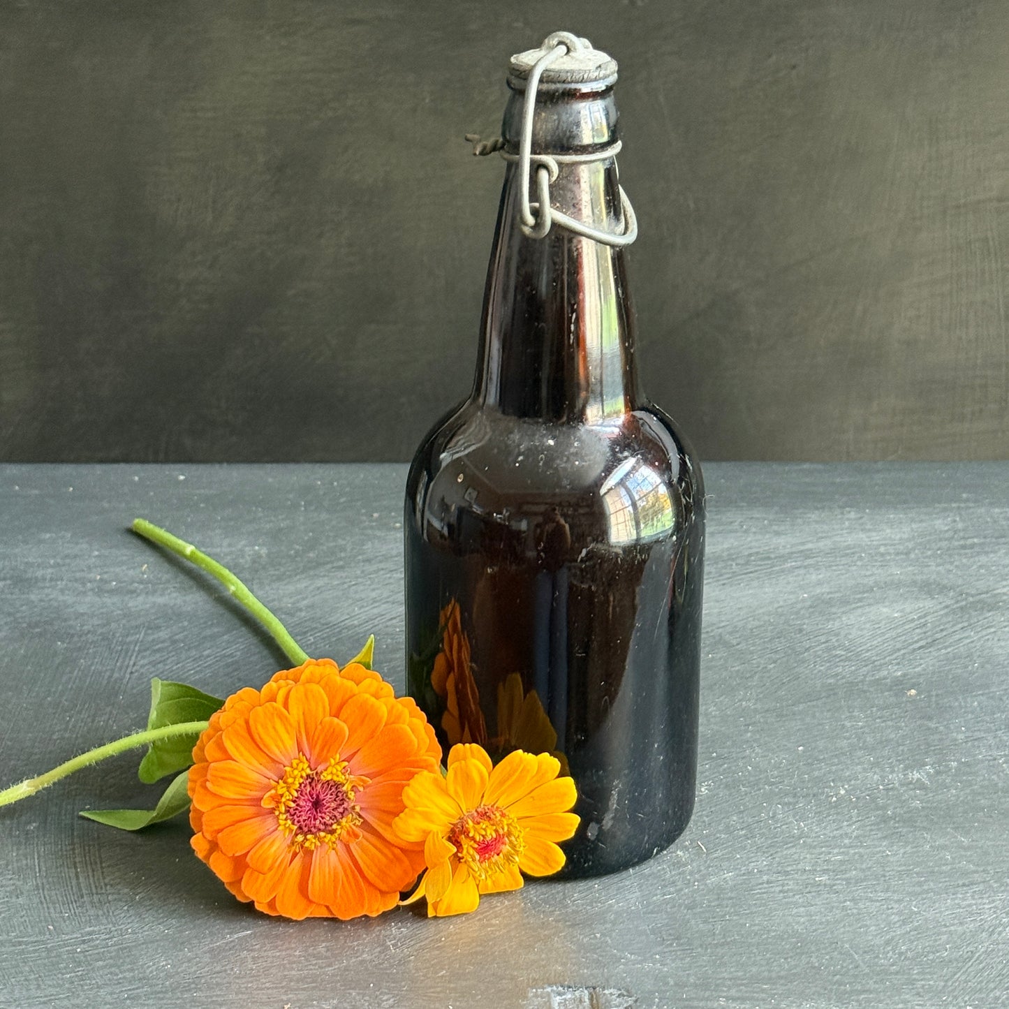 Antique Amber Beer Bottle