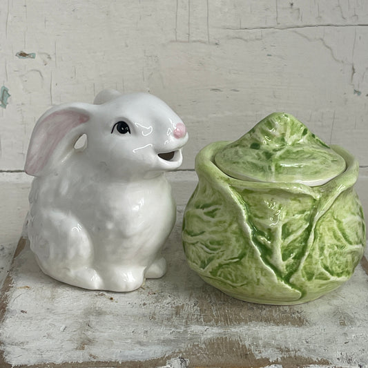 Bunny & Cabbage Creamer and Sugar Set