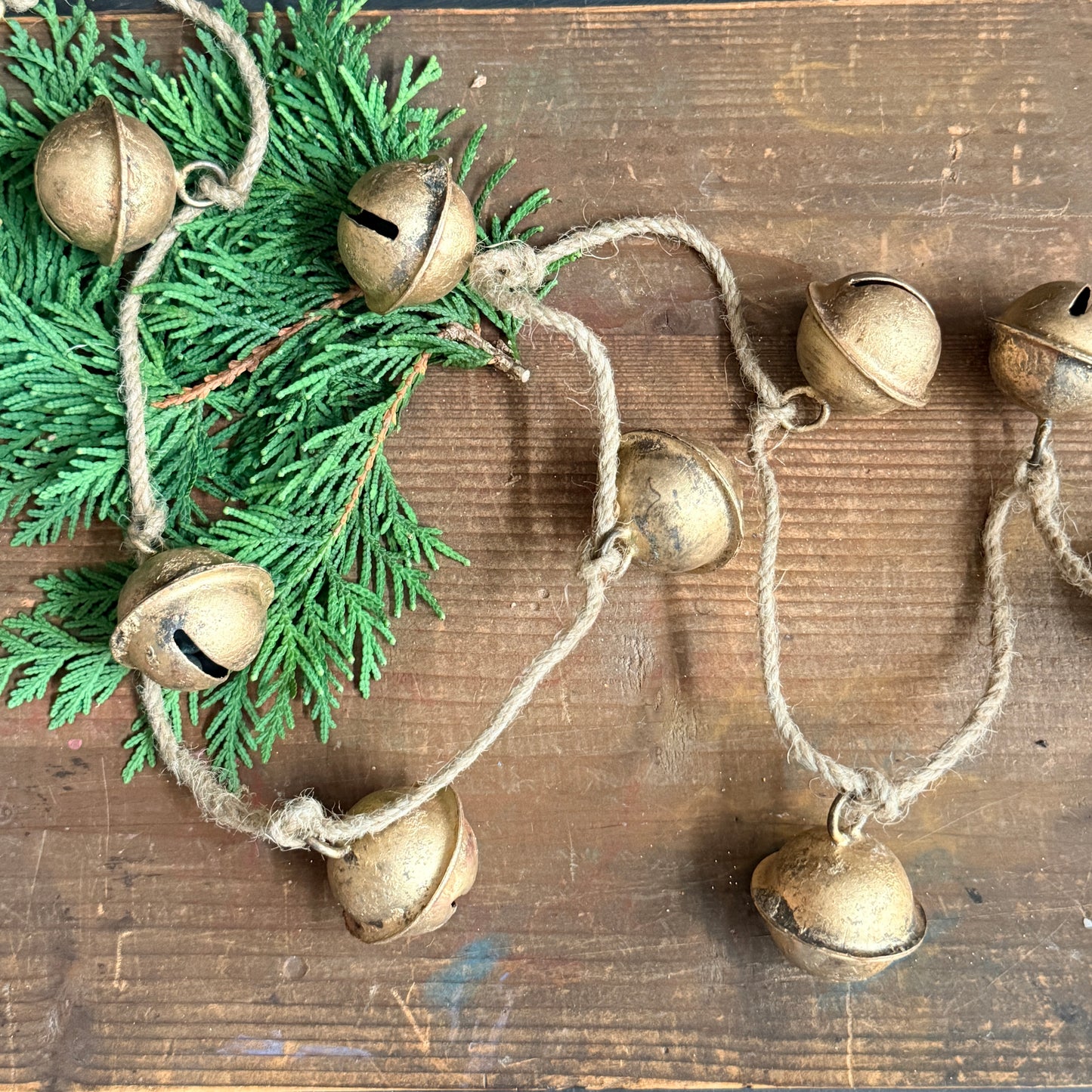 Antiqued Brass Bell Garland