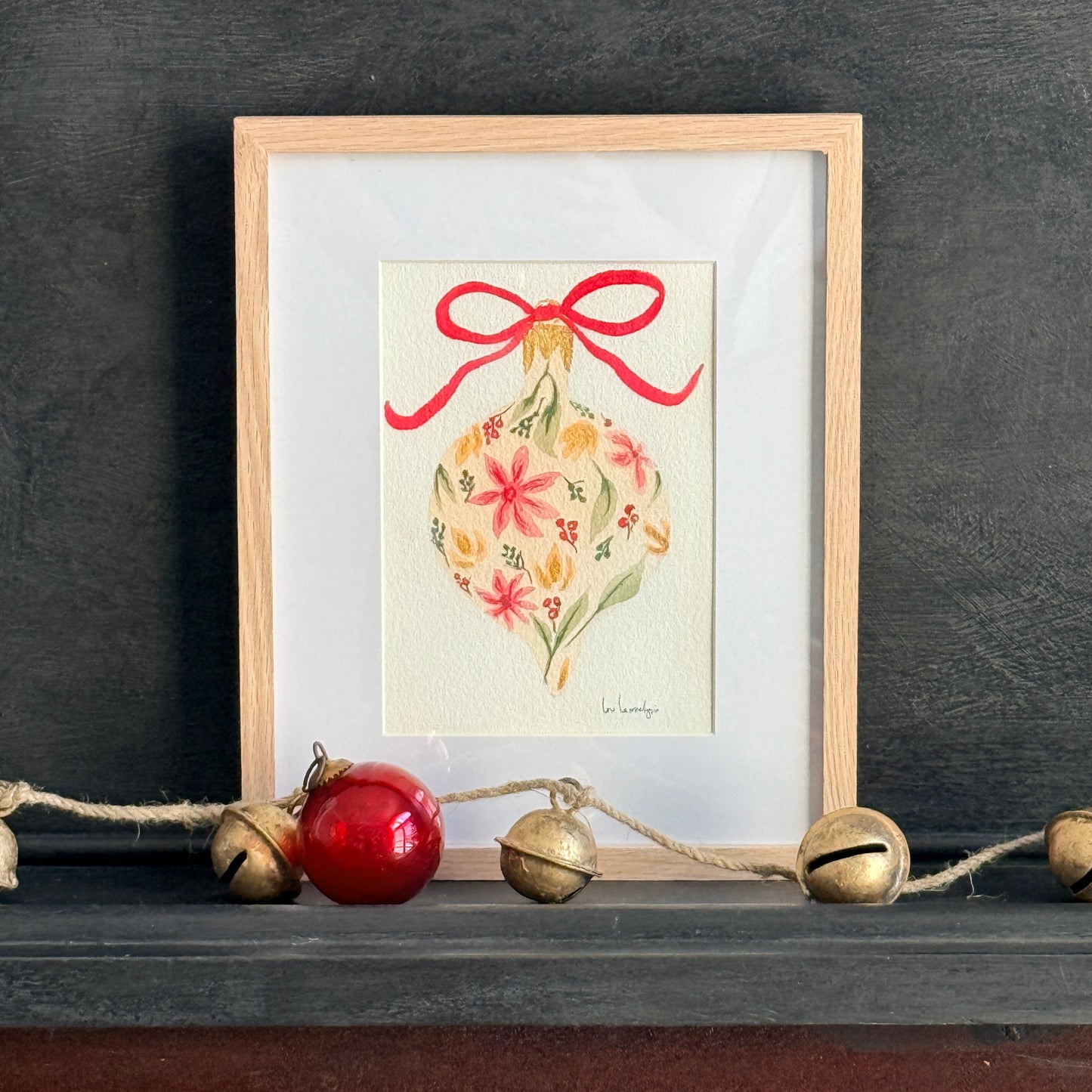 Christmas Bauble in Red Floral