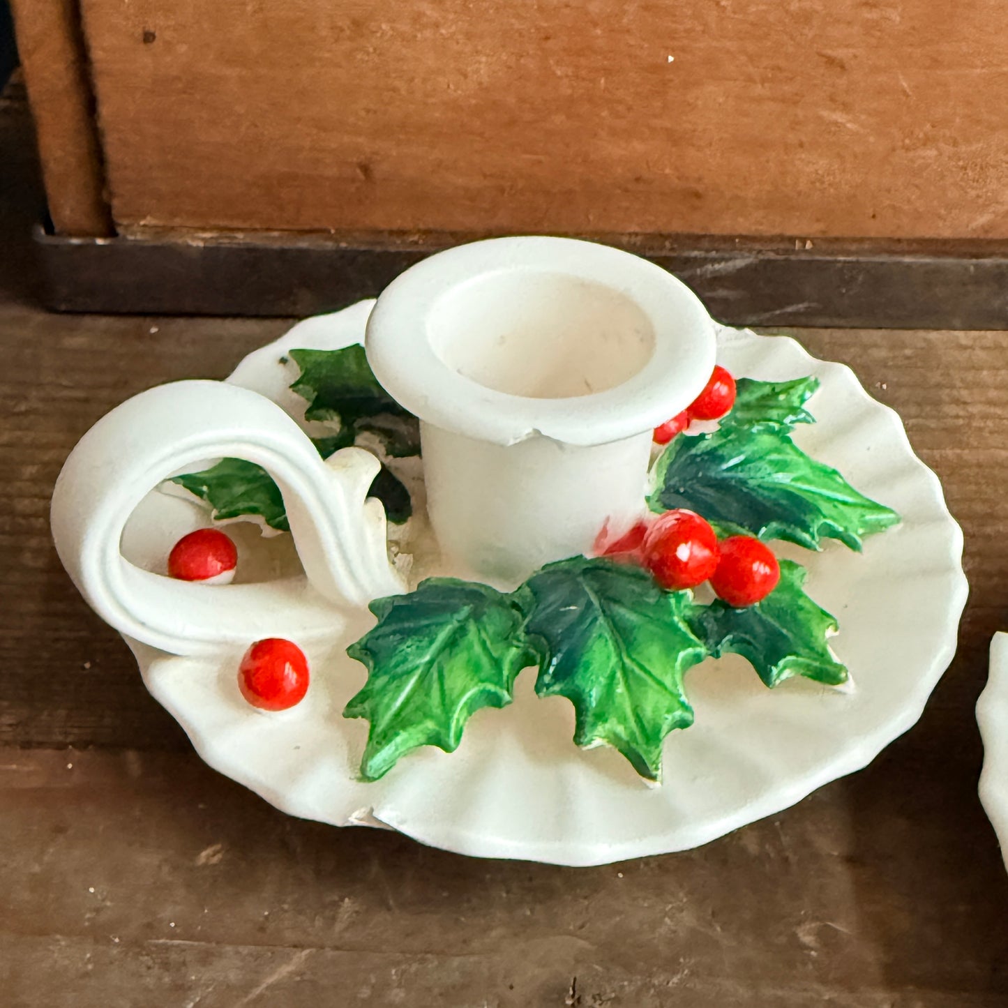 Vintage Holt Howard Holly Berry Candle Holders