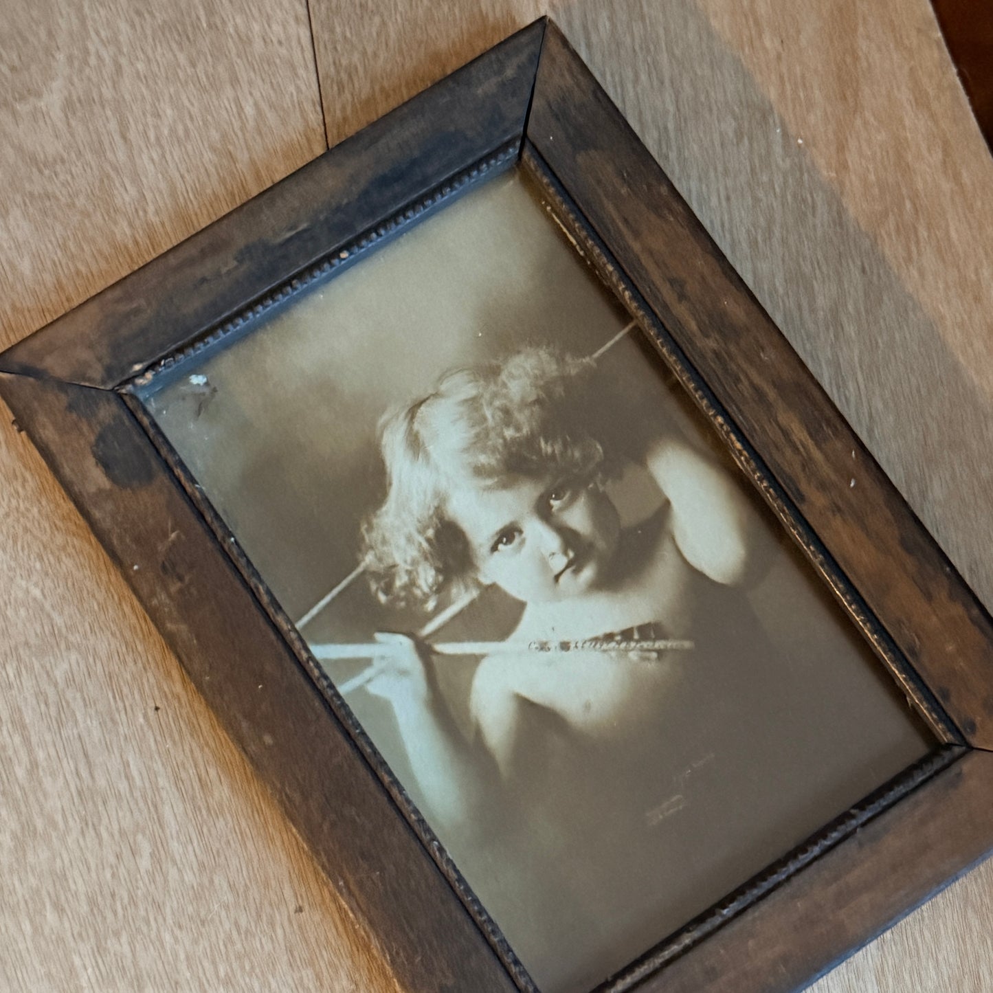 Antique Cupid Awake Print – Wooden Frame