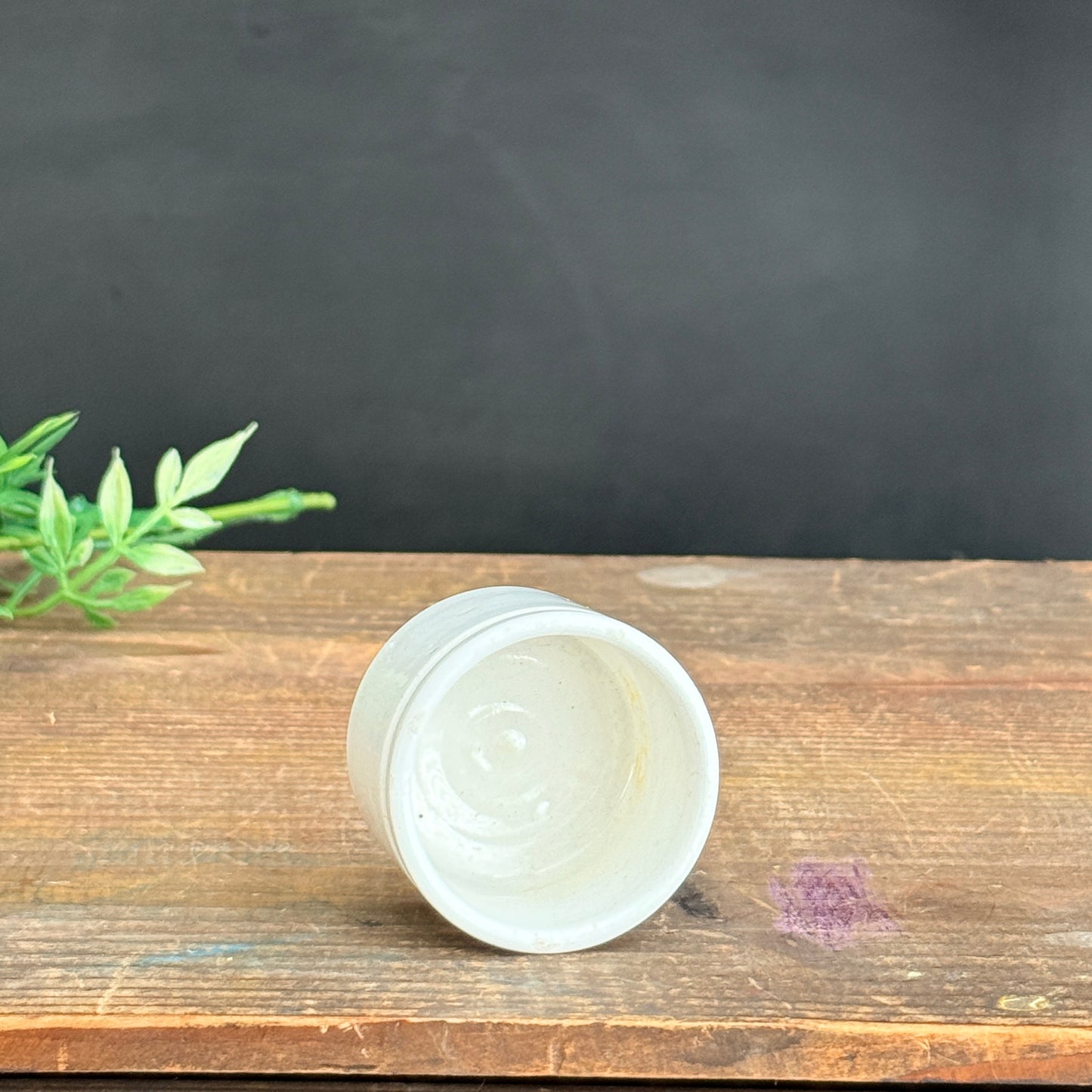 Mini Ironstone Crock with Two Pink Hearts