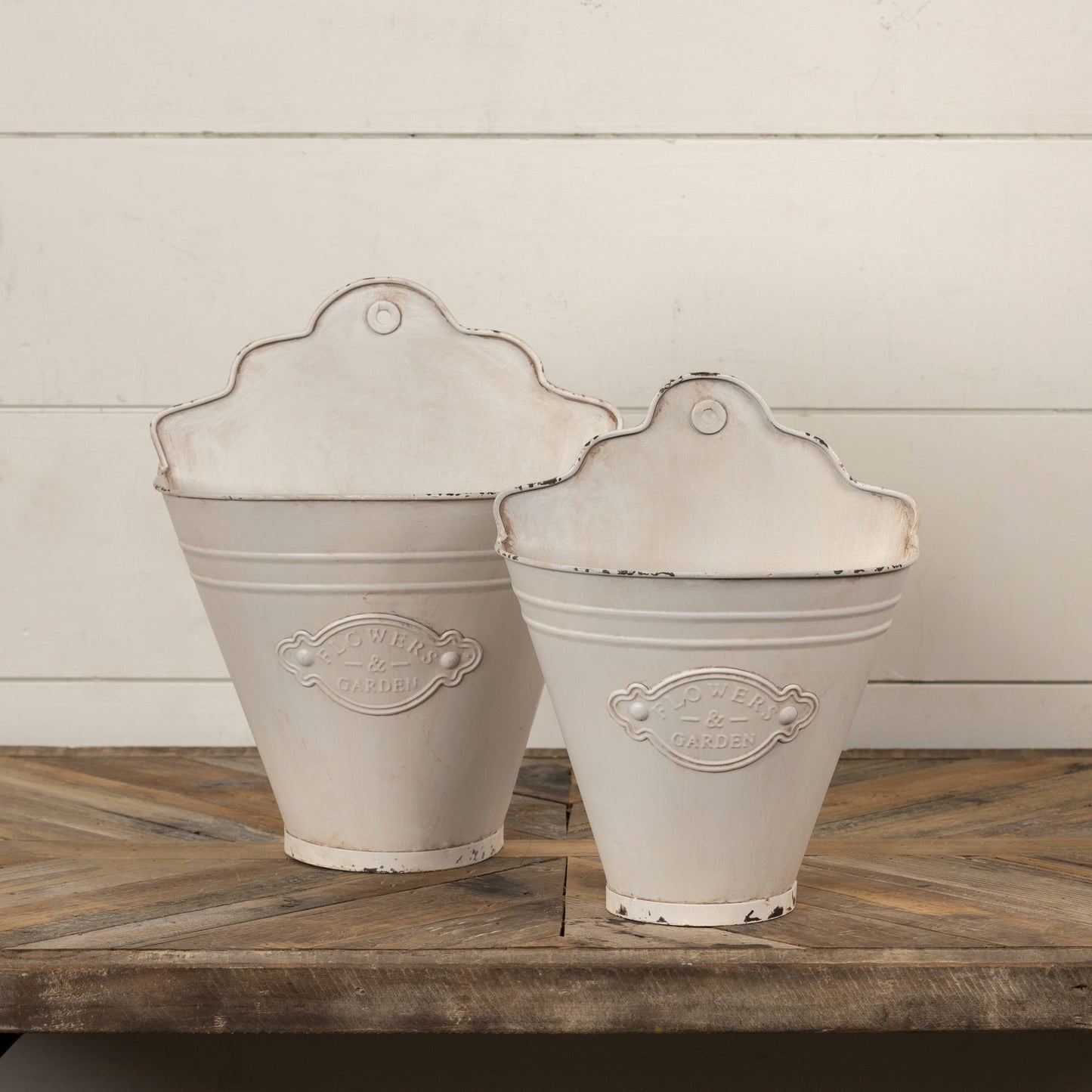 White Metal Wall Buckets