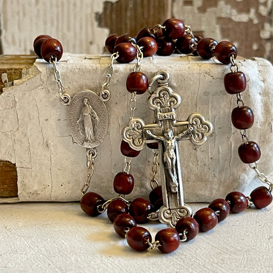Vintage Rosary- Brown Wood