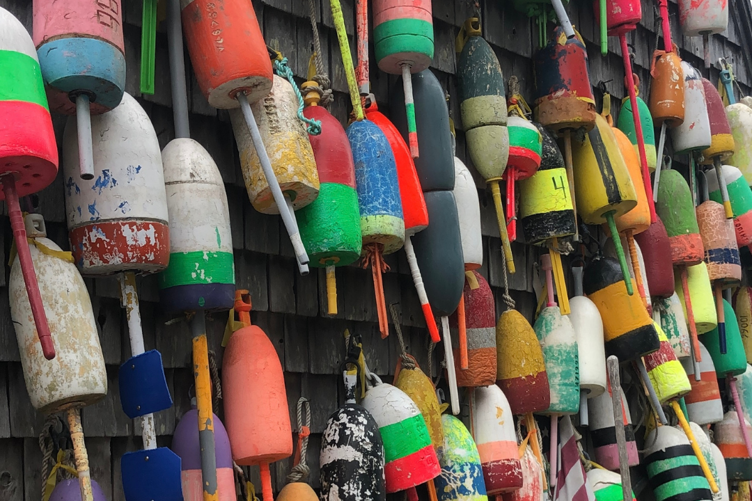 lobster buoys colorful maine costal decor