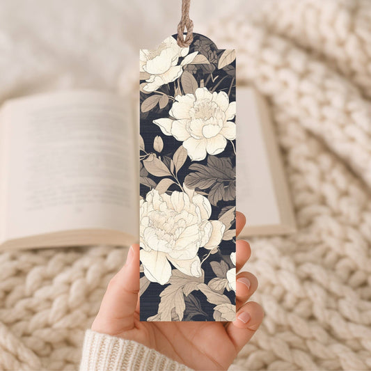 Wood Bookmark Charcoal Floral