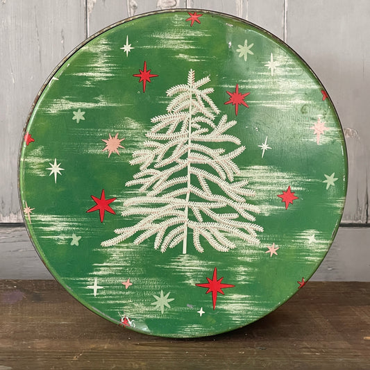 Vintage Christmas Tree Cookie Tin