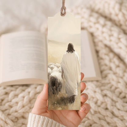 Wood Bookmark Jesus + Sheep