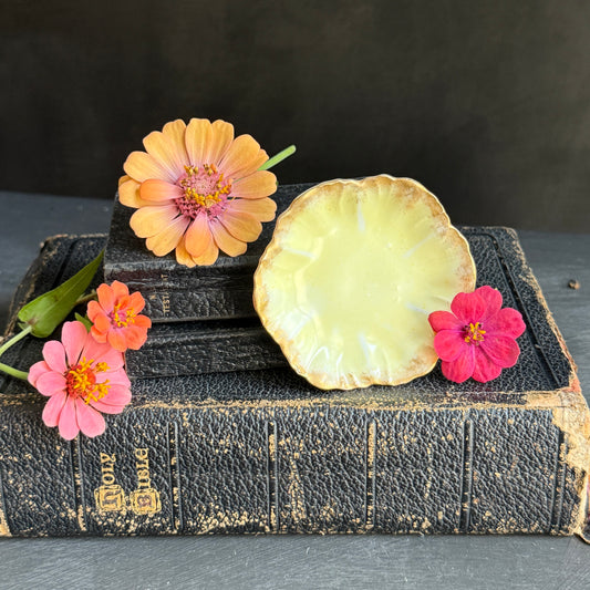 Limoges Yellow & Gold Butter Pat