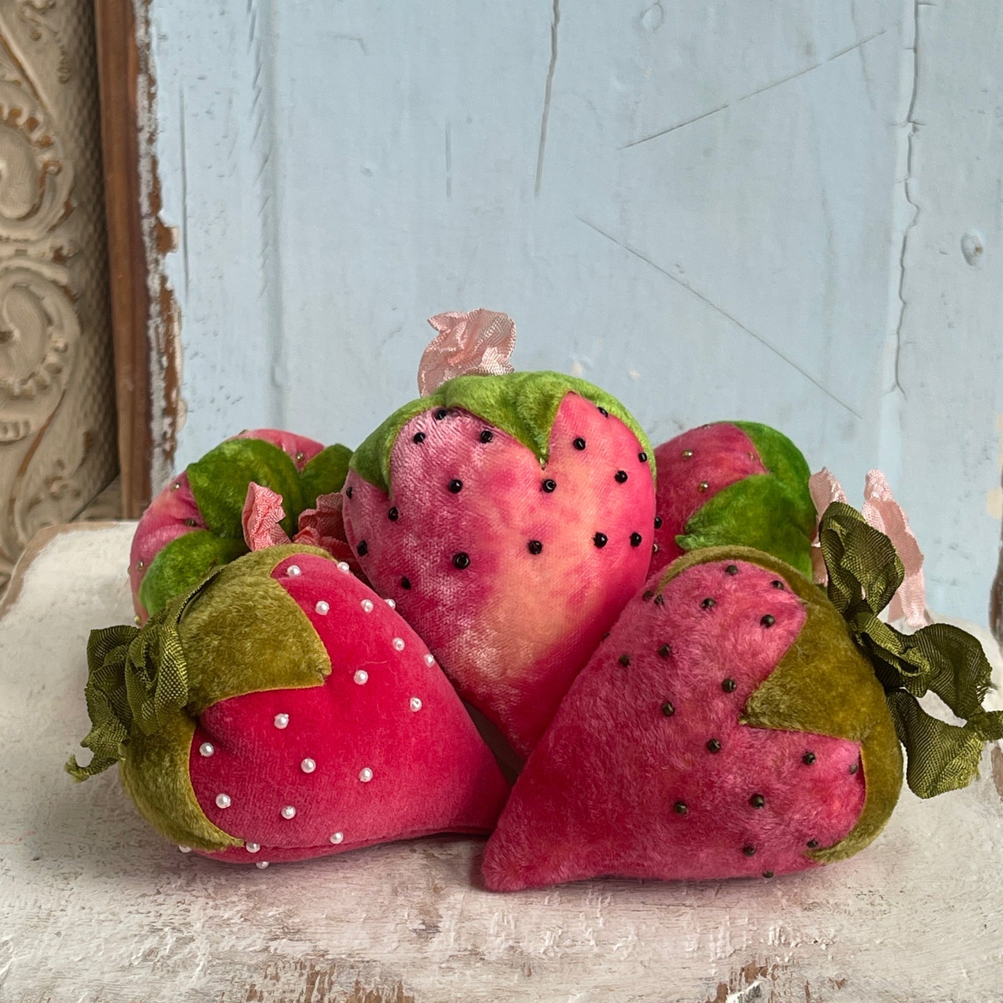 Reserved for Tracie - Velvet Strawberries Bright Pink & Classic Red