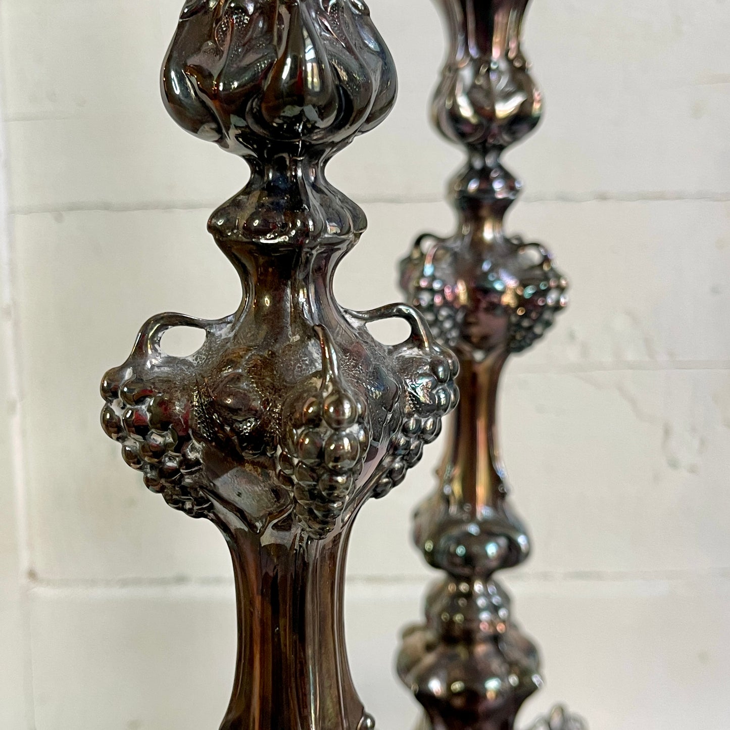 Repoussé Silverplate Candle Sticks