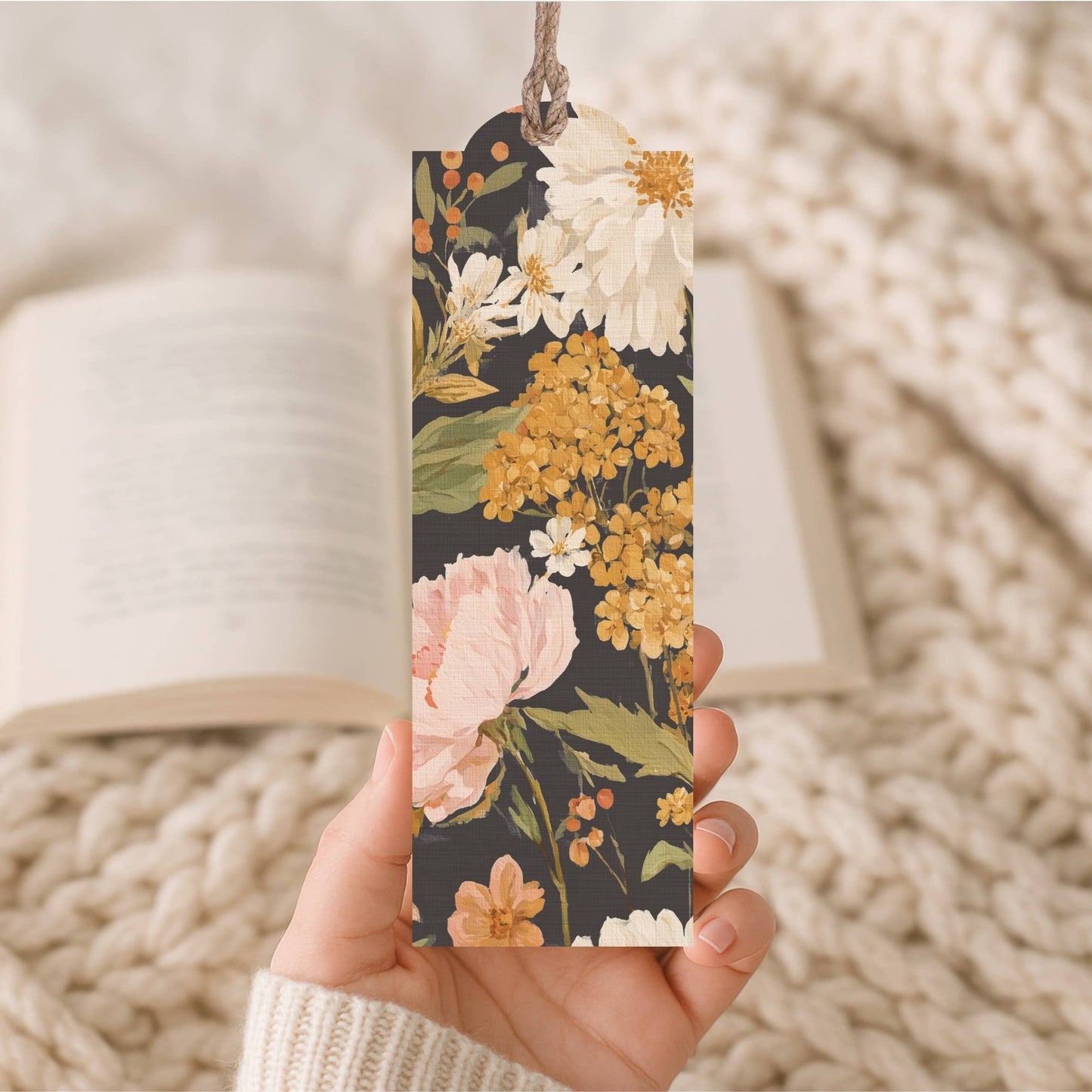 Wood Bookmark Blush Floral