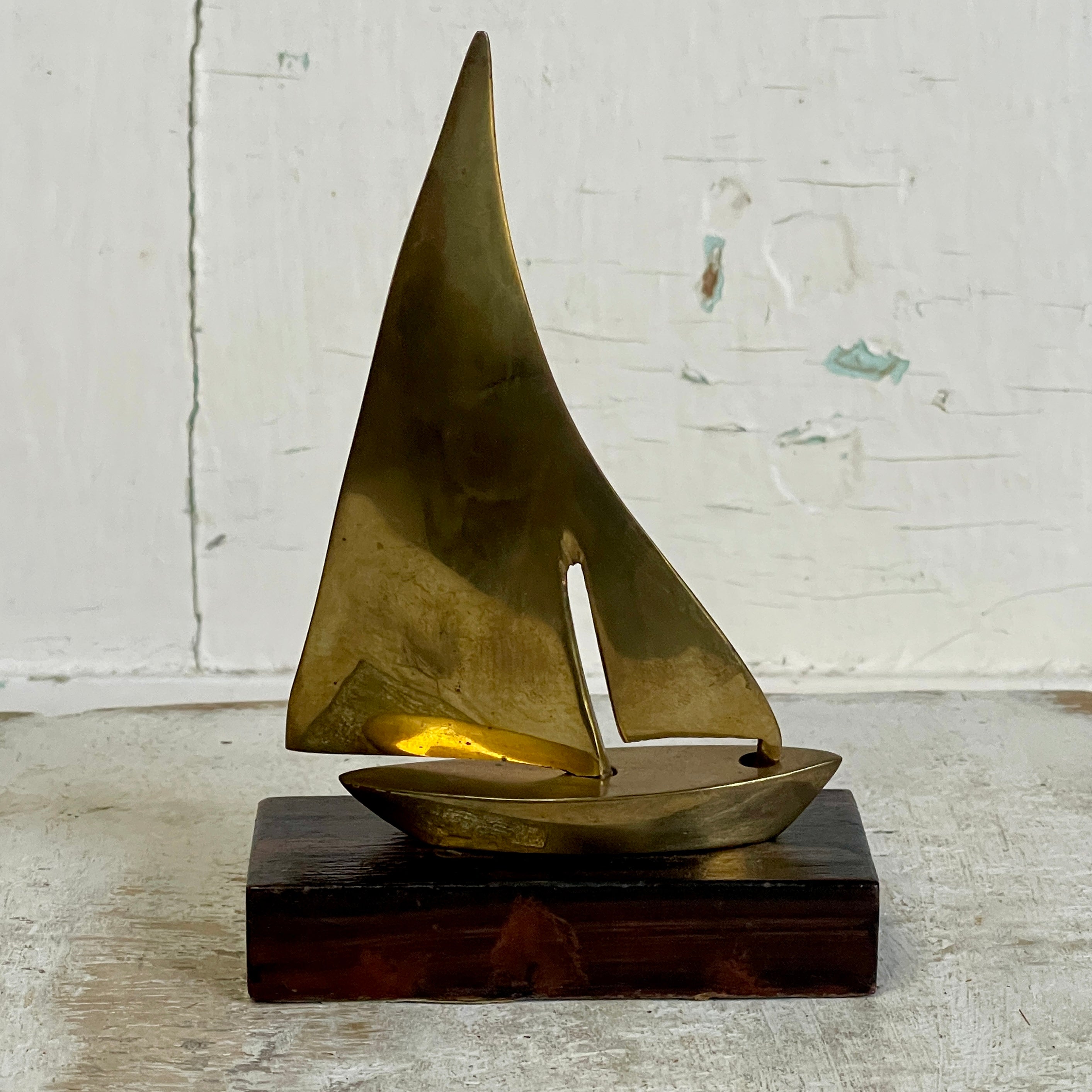 Two vintage bronze shops sail boats