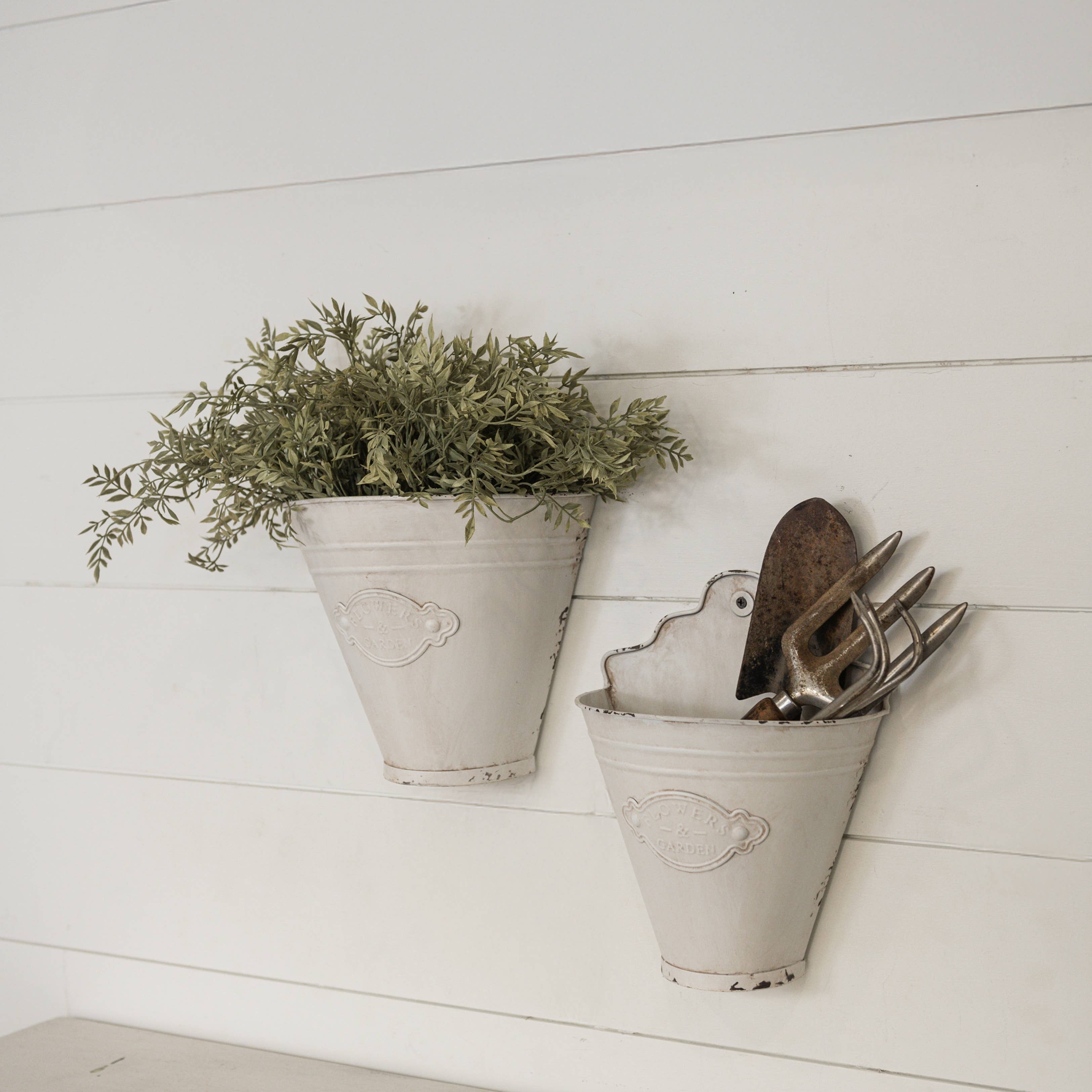 White Metal Wall Buckets