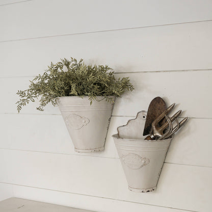 White Metal Wall Buckets