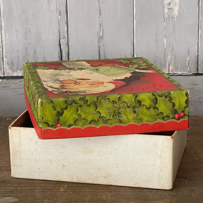 Vintage Christmas Card Box -Santa