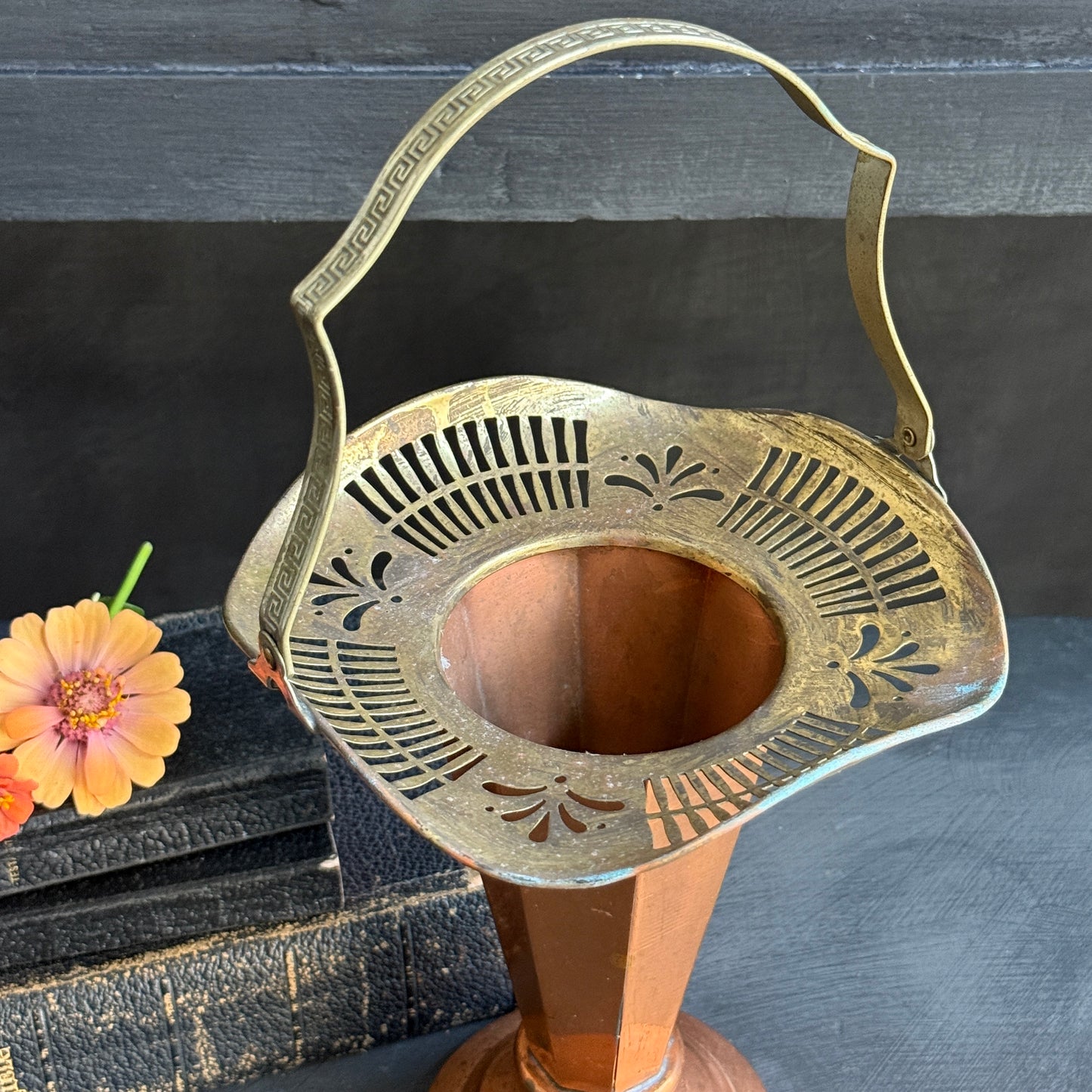 Copper Bridal Basket Vase