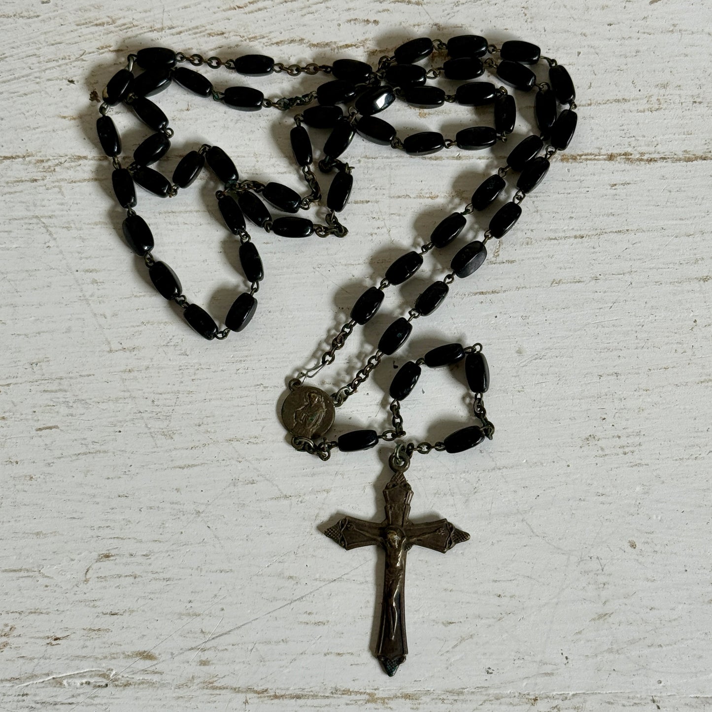Vintage Black Bead Rosary
