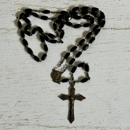 Vintage Black Bead Rosary