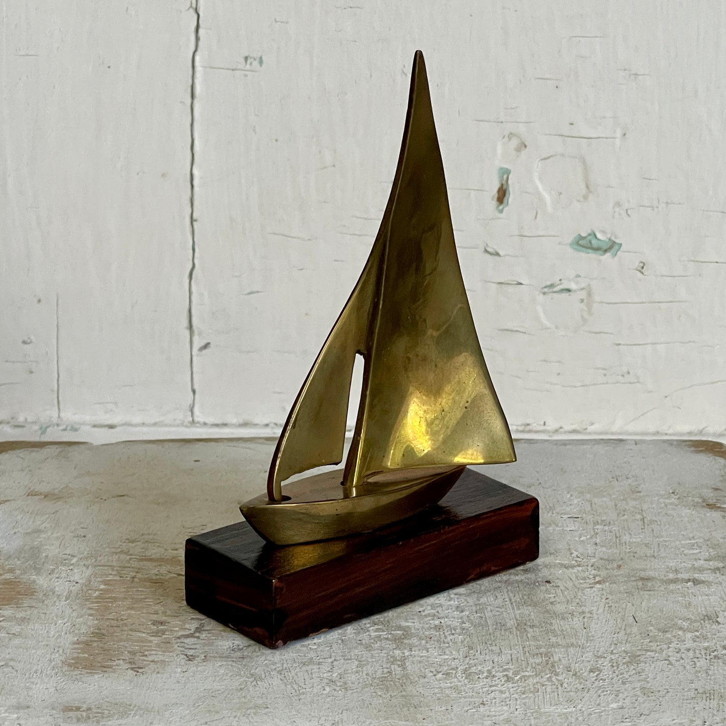 Vintage Brass Sail Boat Sculpture