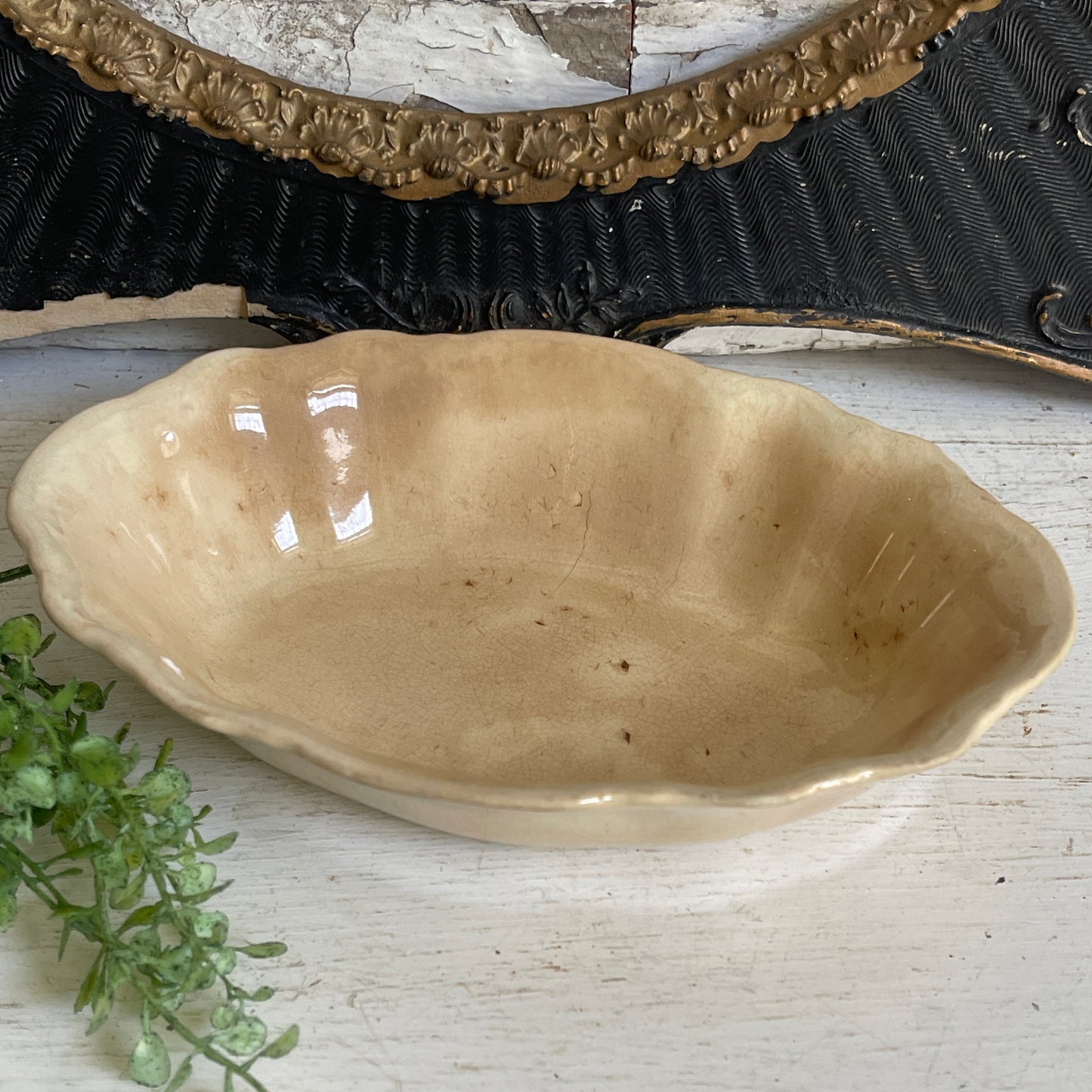 Antique Ironstone Oval Serving Bowl