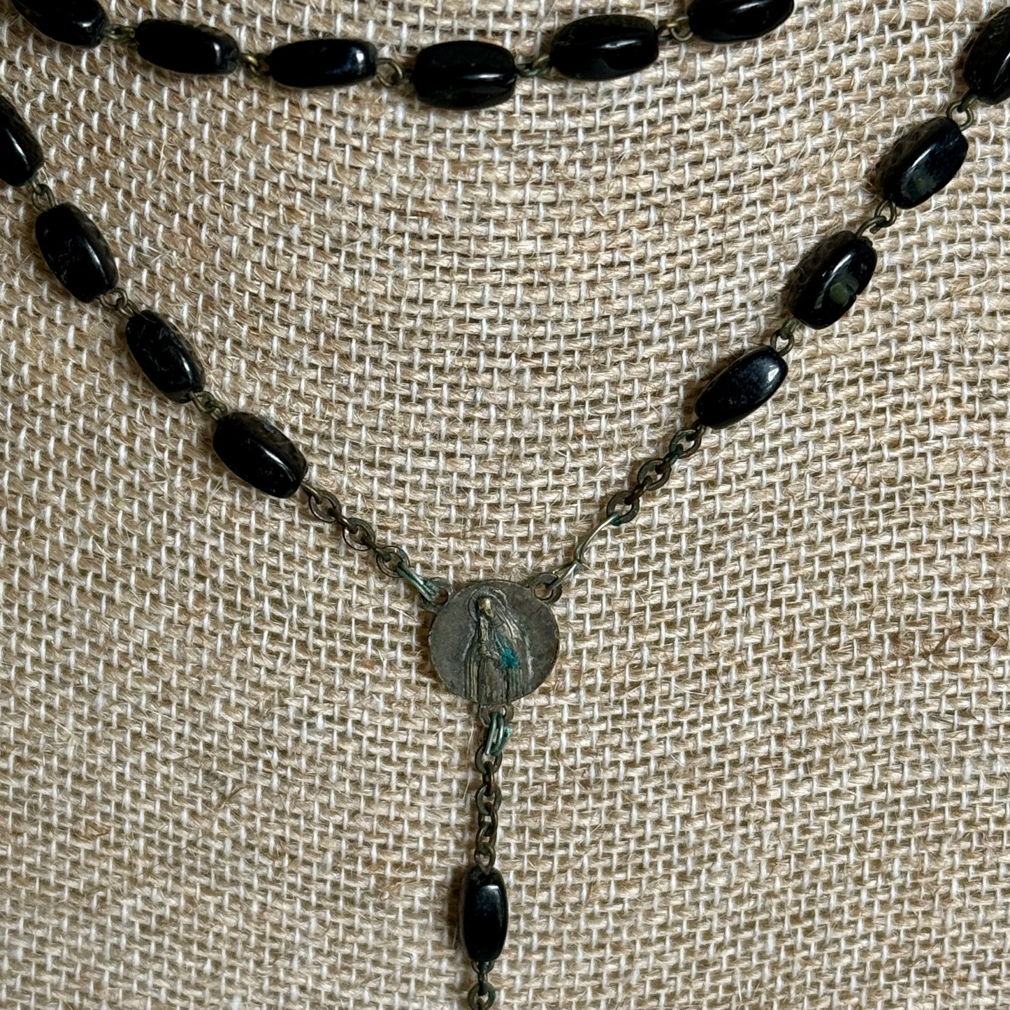 Vintage Black Bead Rosary