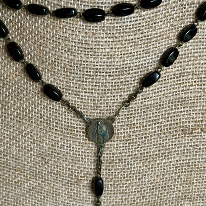 Vintage Black Bead Rosary