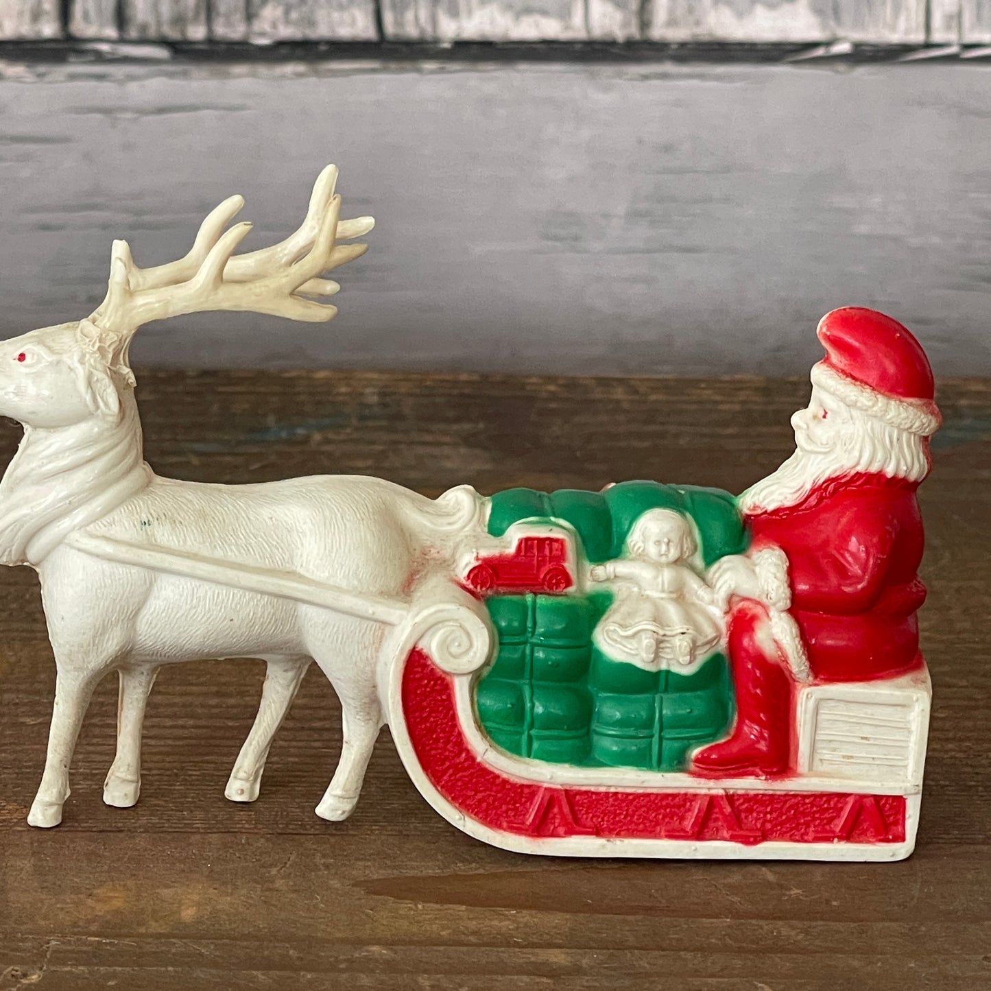 Celluloid Santa Claus Sleigh and Reindeer