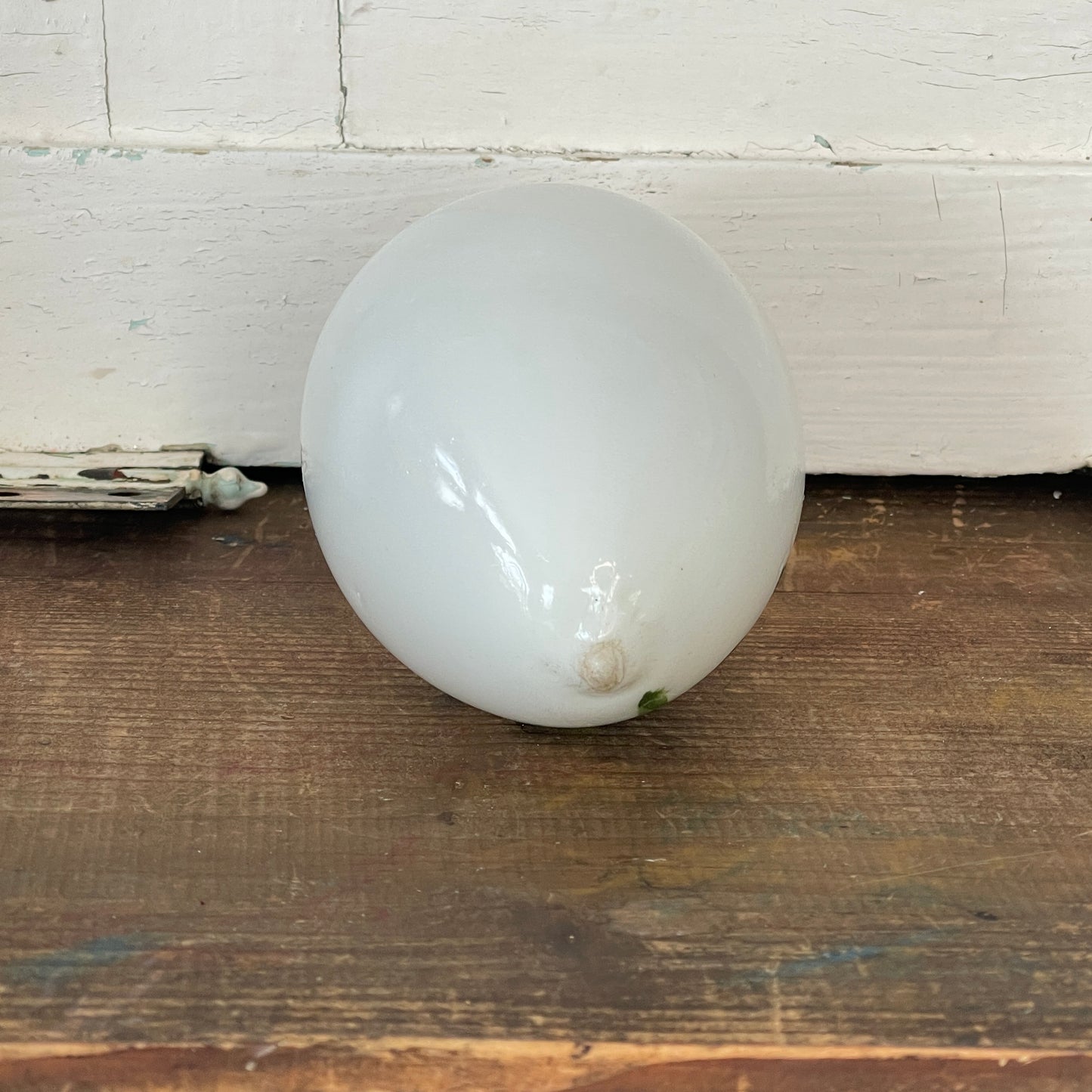 Hand Blown Milk Glass Easter Egg- Blue Flower