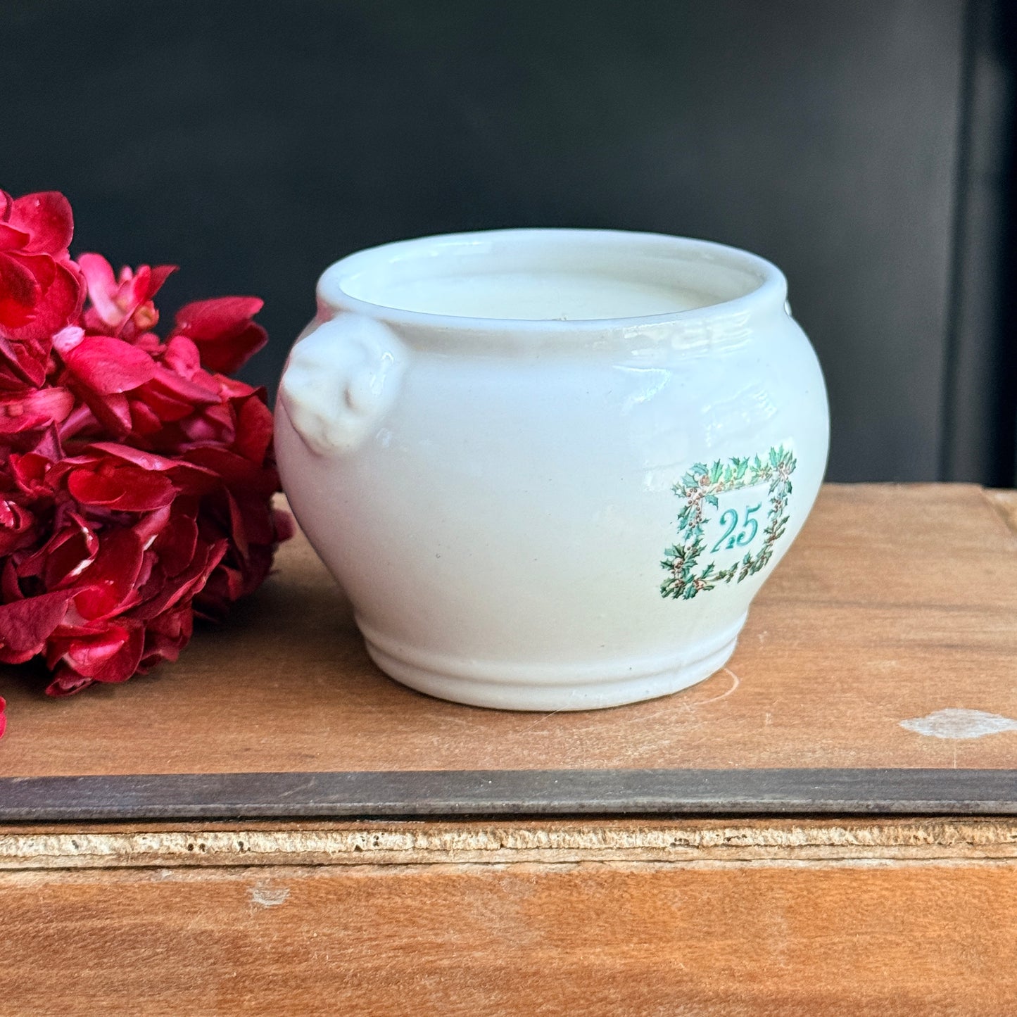 Vintage French White Lion Head Soup Tureen Candle - Cozy Cranberry