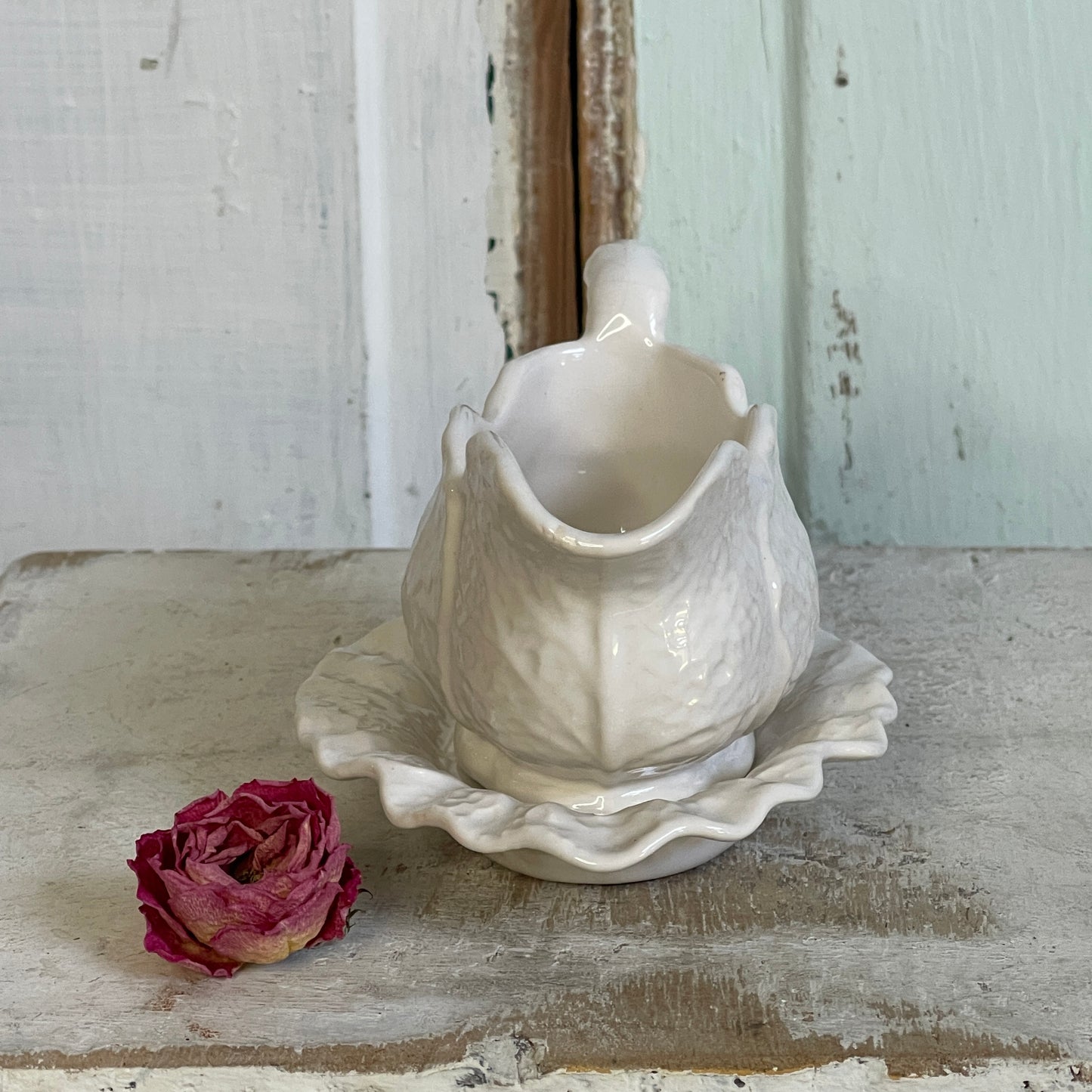 White Cabbage Leaf Gravy Boat