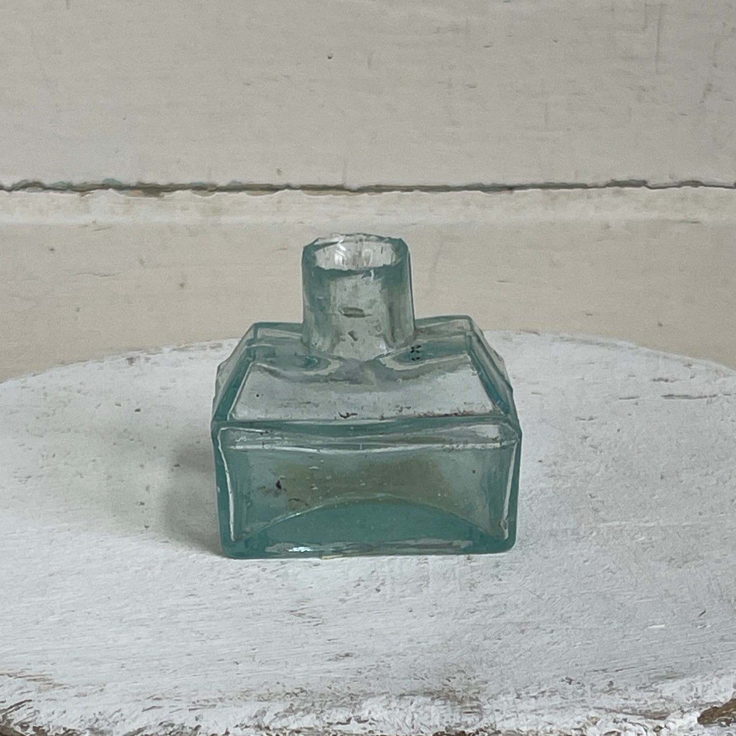 Antique Inkwell - Rectangular Light Blue Glass III