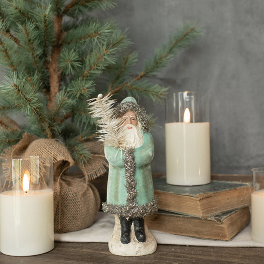 Soft Blue Velvet Belsnickle Santa