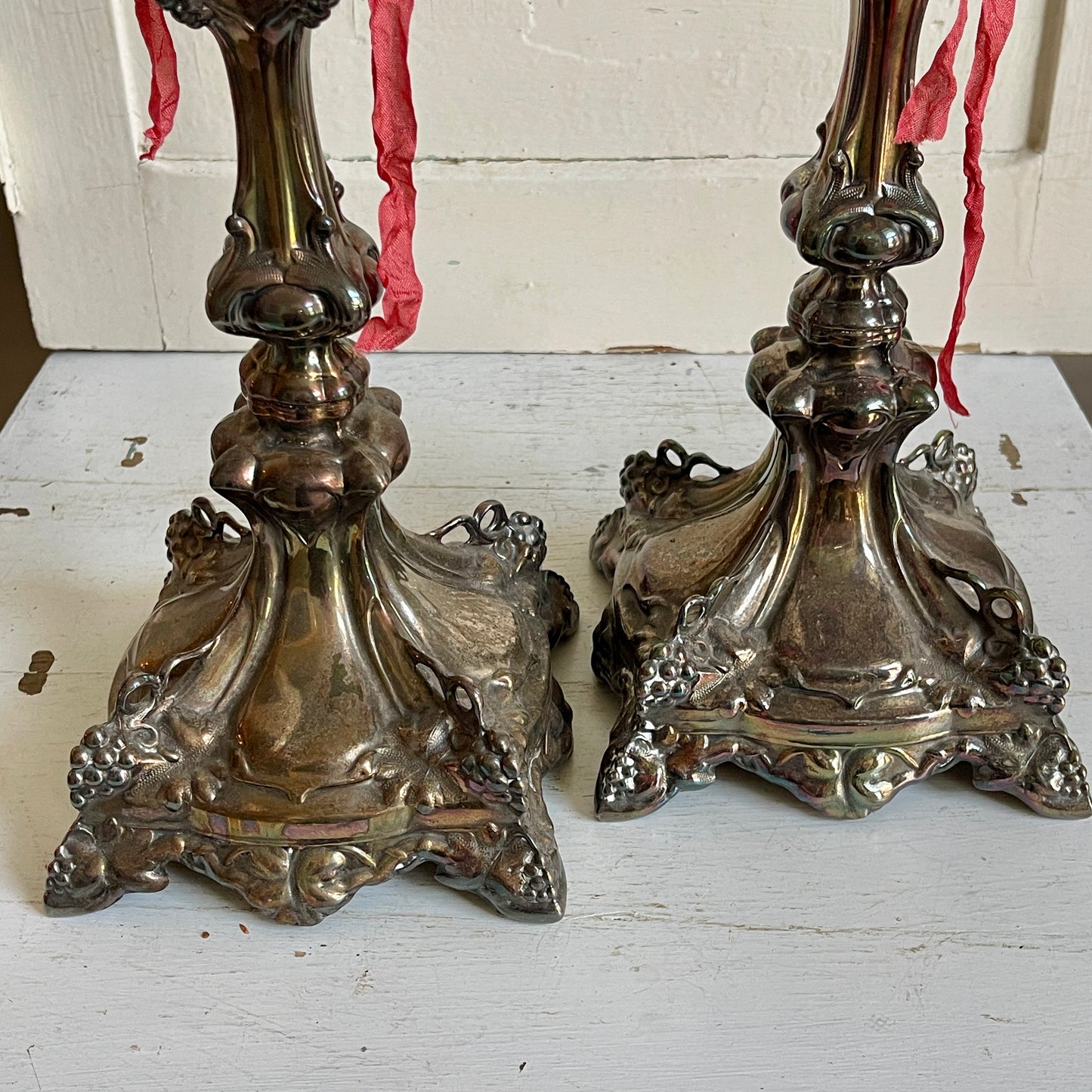 Repoussé Silverplate Candle Sticks