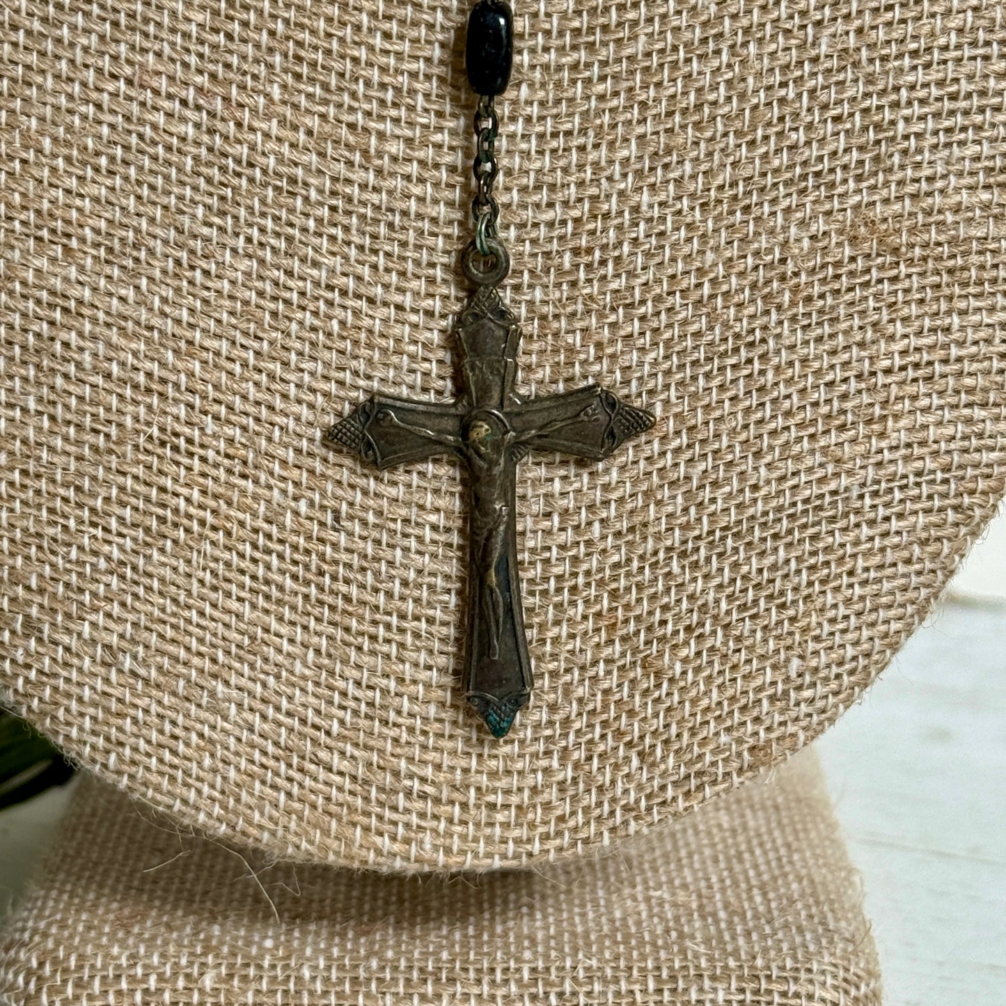Vintage Black Bead Rosary