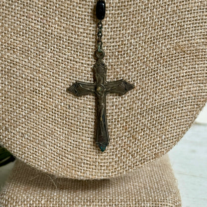 Vintage Black Bead Rosary