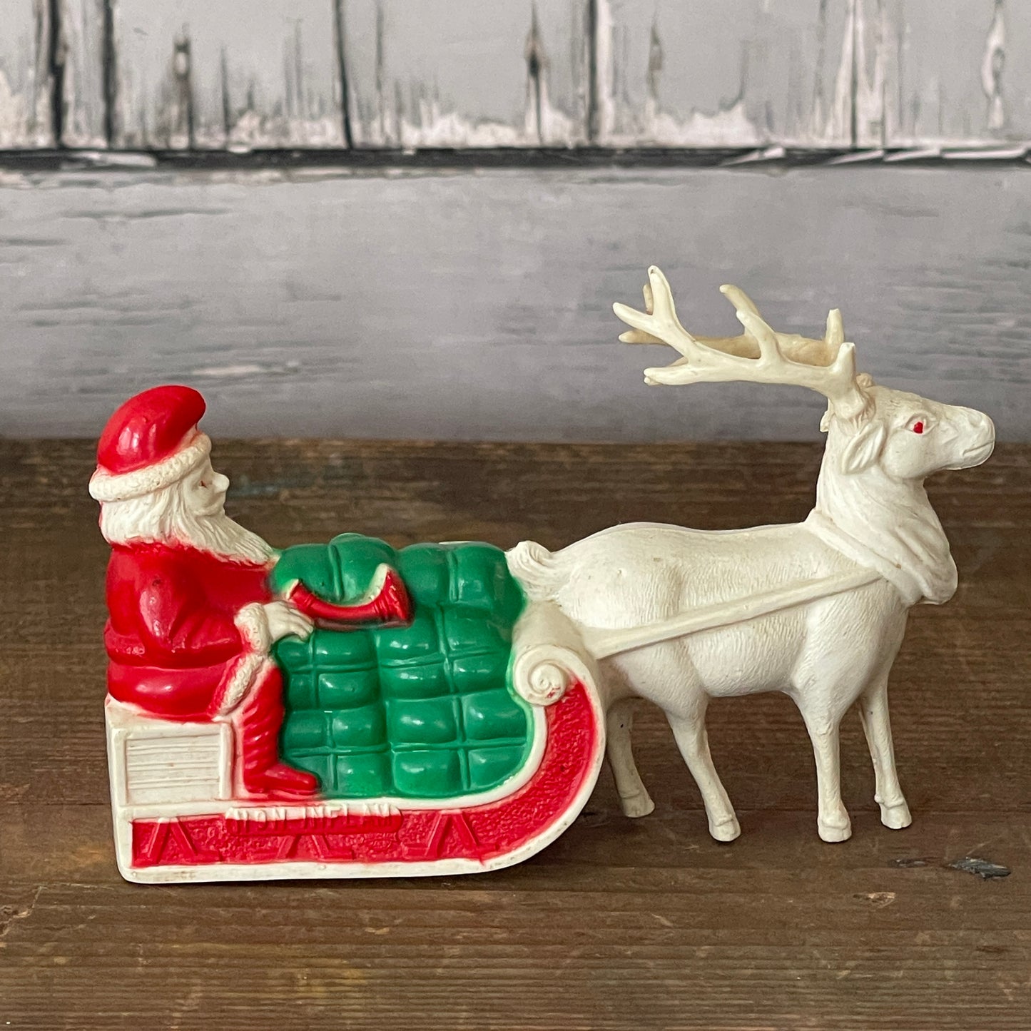 Celluloid Santa Claus Sleigh and Reindeer