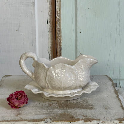 White Cabbage Leaf Gravy Boat